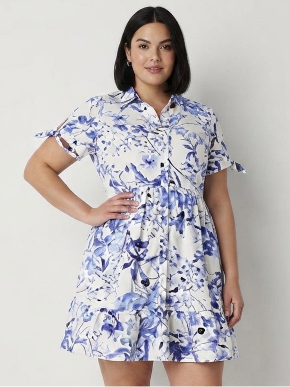 R & K Originals Womens Short Sleeve Floral Fit + Flare Dress Size 18 N…